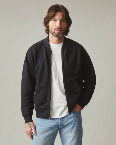 Men's Fleece Bomber Jacket - Black