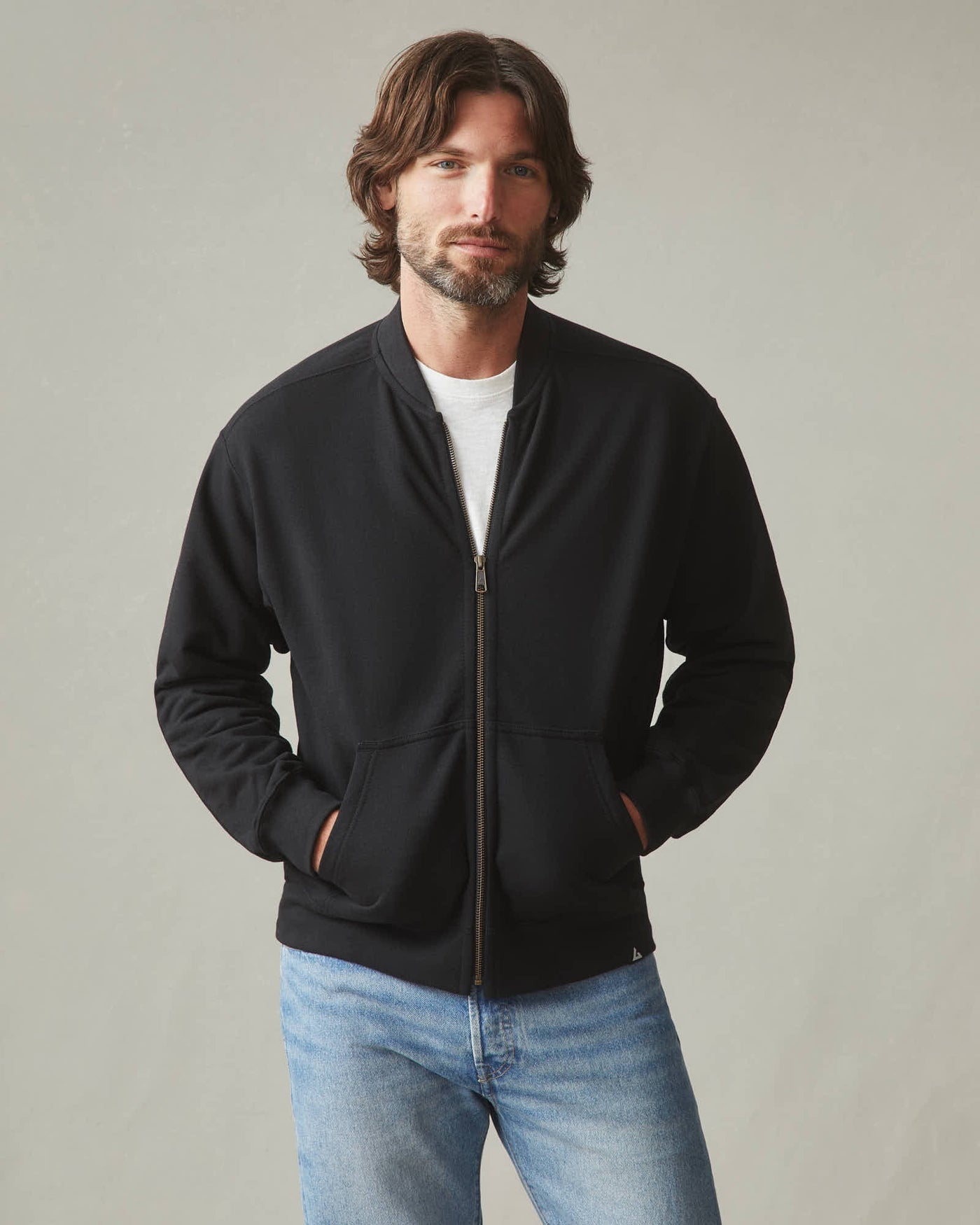 Men's Fleece Bomber Jacket - Black