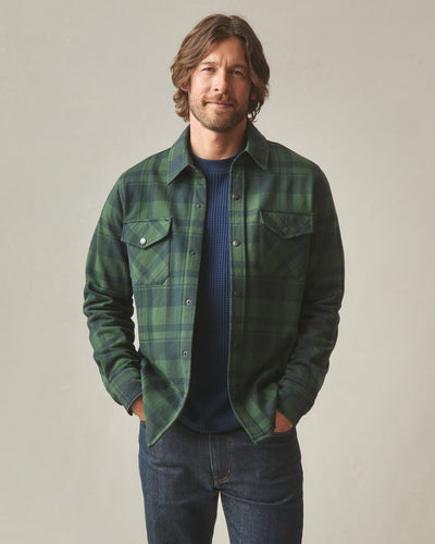 Unisex Redwood Fleece Overshirt - Green Moss Plaid