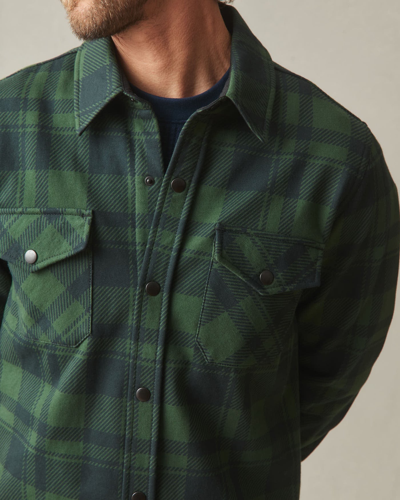 Unisex Redwood Fleece Overshirt - Green Moss Plaid
