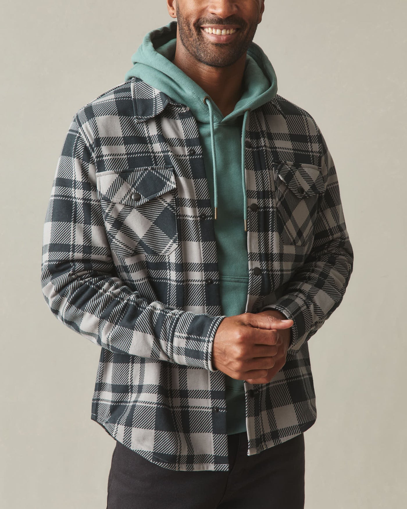 Unisex Redwood Fleece Overshirt - Silent Storm Plaid