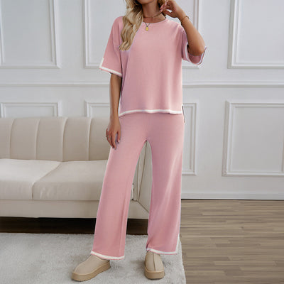 MAHALINA™ – Chic Short Sleeve and Wide Leg Lounge Set